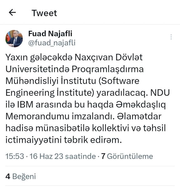 Naxçıvan Dövlət Universiteti ilə IBM arasında Əməkdaşlıq Memorandumu imzalanıb