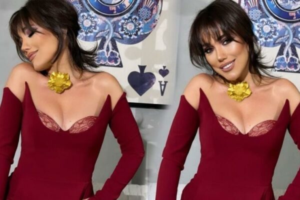 Lalə qırmızı dekolteli geyimdə göz qamaşdırdı – FOTO