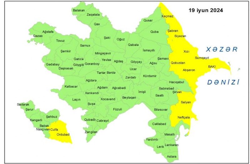 Küləkli hava ilə bağlı – Sarı xəbərdarlıq