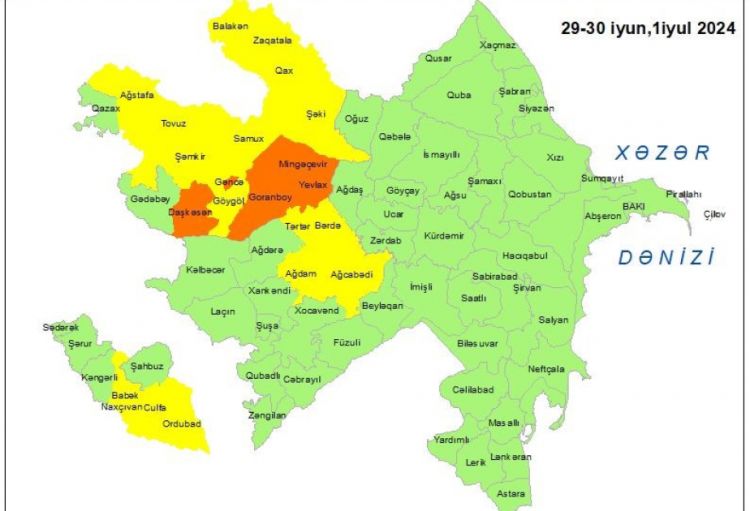 Milli Hidrometeorologiya Xidməti küləkli hava şəraiti ilə bağlı “sarı” və “narıncı” xəbərdarlıq edib