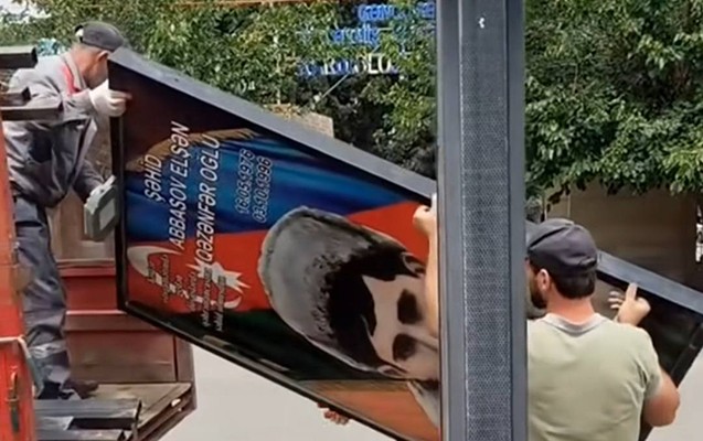 Gəncədə şəhid lövhələri sökülür – Video