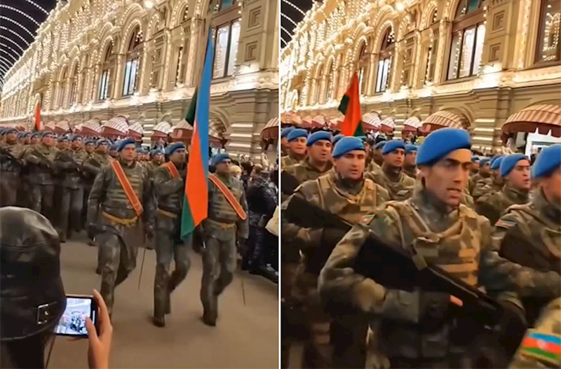 Moskvada hərbçilərimizin “Şəhidlər ölməz” şüarı – Video