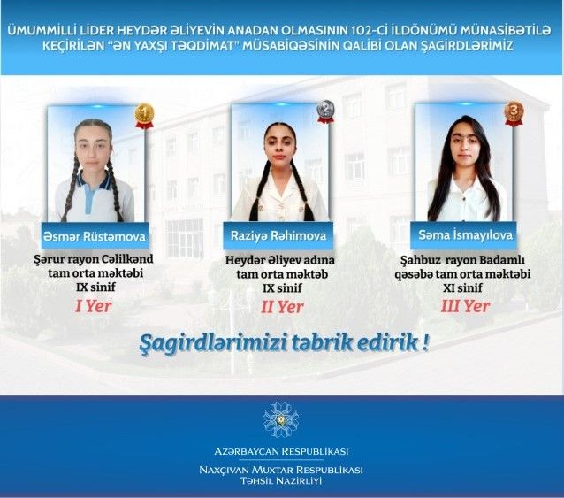 Naxçıvanın 3 məktəblisi “Ən yaxşı təqdimat” müsabiqəsində qalib olub